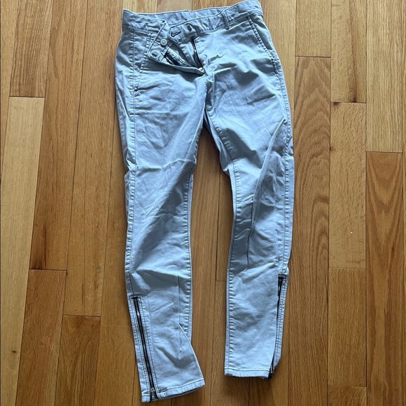 Gap Womens Pants Gray Chino Khakis By Skinny Mini Stretch Zipper Ankles - Picture 1 of 4
